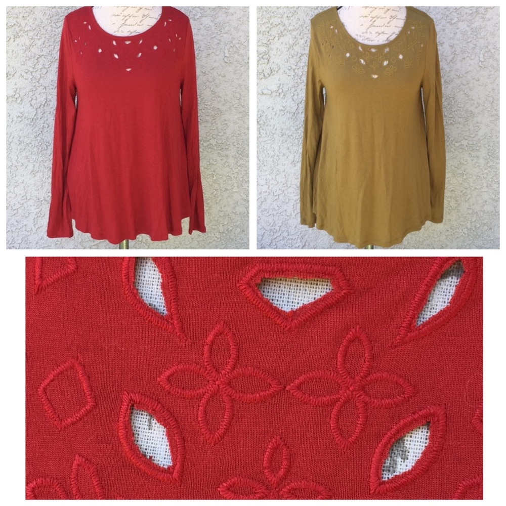 Old Navy Embroidered Floral Geometric Shapes Cutout Blouse Shirt Set Bundle Lot